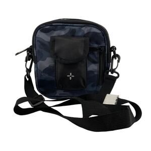 Sun + Stone Bag Men's Navy Blue Camo Mini Crossbody Bag Dual Zip Compartments